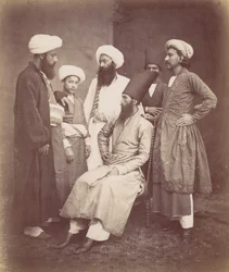 Seks østindiske menn, 1870-tallet.
