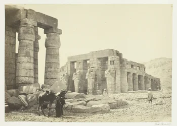 Memnonium, Theben, fra sletten, 1857.