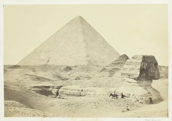 Sfinksen og den store pyramiden, Giza, 1857.