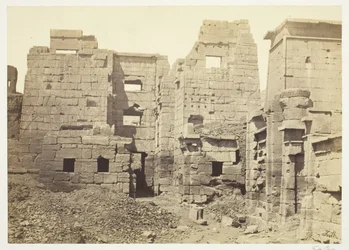 Temple Palace, Medinet-Haboo, ca. 1857.