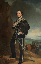 The 2nd Lord de Tabley som oberstkommandant for jarlen av Chesters Yeomanry Cavalry