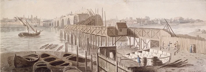 Bygging av Blackfriars Bridge, c1762