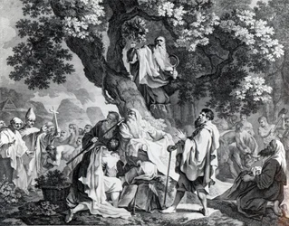 Druidene, eller britenes omvendelse til kristendommen, gravert av Simon Francois Ravenet, trykt i 1778