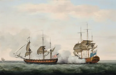 East India Companys skip Bridgewater forsvarte lasten hennes fra et angrep fra den amerikanske kapereren Hampden på vei fra St. Helena til England 8. mars 1779