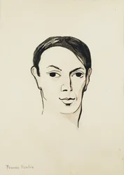 Portrett av Pablo Picasso; Portrett av Pablo Picasso, ca. 1902–1905 (akvarell, pensel og svart blekk og blyant på papir)