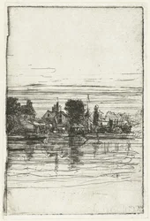 Landsby ved vannet Thames side
