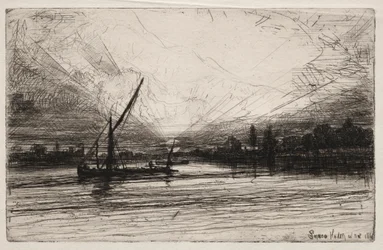 Solnedgang på Themsen, 1862.