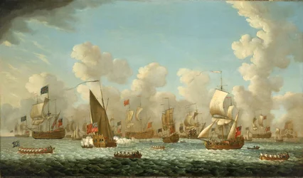 Marinemagasin i Spithead (England), i 1767. Olje på lerret