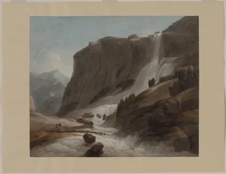 Foss mellom Chiavenna og fjellet Splügen