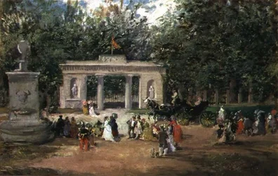 Porten til den botaniske hagen i Madrid fra Prado-museet