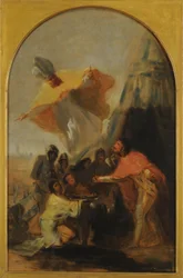 Utseende av Saint Isidore til kong Ferdinand den hellige før veggene i Sevilla