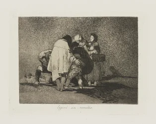 Espir? synd remedie. (Det var ingenting å gjøre og han døde.), pl. 53 fra serien Los desastres de la guerra (The Disasters of War)