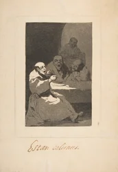 Plate 13 fra Los Caprichos: They are Hot Estan Calientes, 1797-98.