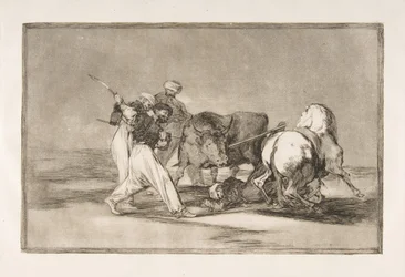 Plansje 3 fra Tauromaquia: Maurerne slo seg ned i Spania og ga avkall på overtroen til..., 1816.
