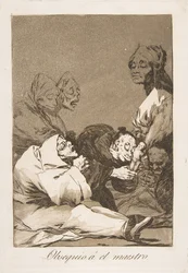 Tallerken 47 fra Los Caprichos: En gave til mesteren Obsequio á el maestro, 1799.