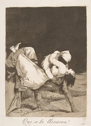 Plate 8 fra Los Caprichos: De bar henne bort! De tok henne!, 1799.