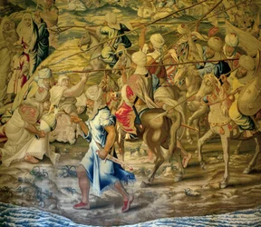 Les soldats arabe - Detail de la conquete de Tunis (Tunisia) - Tapet av Francisco og Cornelius Van der Ggot (1700-tallet), vevd på den kongelige billedvevfabrikken, midten av 1700-tallet, etter 1500-tallets billedvev av Willem de Pannemaker - (Tunis Erobri