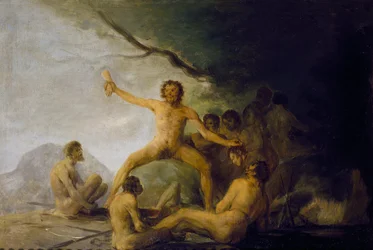 Kannibaler som nyter menneskelige levninger, ca. 1800–08 (olje på panel)