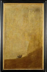 Hund, halvt nedsenket (maleri på lerret)