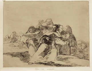 GOYA Y LUCIENTES, Francisco de (1746-1828). Alt er skremmende. 1810-1820. (17,6 x 22,2 cm). Plate 42 av "The Disasters of War". Etsing. SPANIA. MADRID (AUTONOMT FELLESSKAP). Madrid. Prado-museet