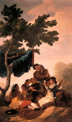 ""Kortspillerne"" Maleri av Francisco de Goya y Lucientes (1746-1828) for et billedvev laget ved Royal Tapestry Manufactory for spisesalen til El Pardo-palasset i 1778. Prado-museet. Madrid
