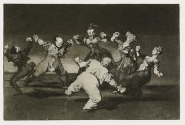 Merry dårskap (Disparate alegre), Plate 12 fra "Los Proverbios", ca. 1819-24 (etsing, aquatint, lavis, burnisher, drypoint & burin på papir)