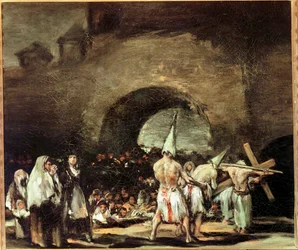 Prosesjon av flagellanter nær en bue (maleri på lerret)