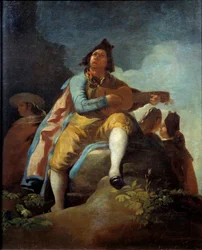 Det elegante gitarmaleriet av Francisco de Goya (1746-1828) 1800-tallet Sun. 1,37x1,12 m Madrid, Prado-museet