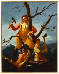 Trehoggertegneserie til et billedvev på El Escorial … (maleri på lerret)