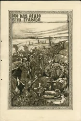 Illustrasjon av Francisco Sancha Lengo (1874-1936) - Flyvende blad, ca. 1915 - No hay atajo sin trabajo - War of 14 -18, Tranchees, Spanish Language, Foreign Press - Prisoners
