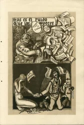 Illustrasjon av Francisco Sancha Lengo (1874-1936) - Flyvende blad, ca. 1915 - War of 14 -18, Wolff Agency, spansk språk, utenlandsk presse