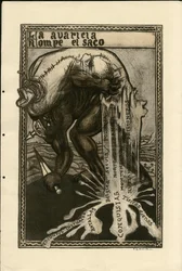 Illustrasjon av Francisco Sancha Lengo (1874-1936) - Flyvende blad, ca. 1915 - 14. -18. krigen, Tyskland Preussen, Sølv, krigerske og symboler, Spansk språk, Utenlandsk presse