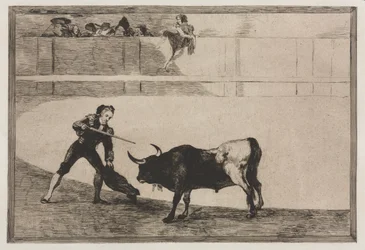 Tyrekamp: Pedro Romeo dreper den stansede oksen, 1876.