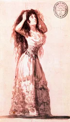 Hertuginne Alba ordner håret. Tegning av Francisco de Goya y Lucientes (1746-1828). 1796.