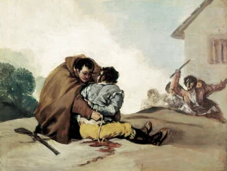 Friar Pedro Binds El Maragato with a Rope, maleri av Francisco de Goya