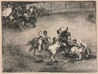 The Bulls of Bordeaux: Picador fanget av en okse