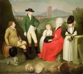 Gruppeportrett av Aubrey, 2. baron Vere av Harmsworth og familie
