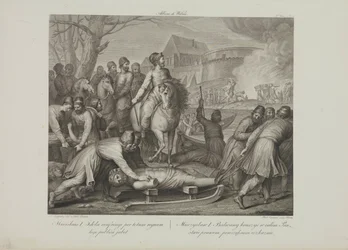 Ødeleggelsen av hedenske guder av Mieszko I av Polen av Smuglewicz, Franciszek (1745-1807). Litografi, slutten av 1700-tallet. Privat samling