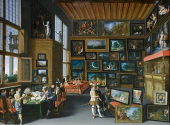 Cognoscenti i et rom med bilder, ca. 1620 (olje på eik)