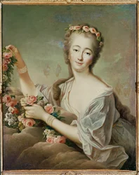 Madame Du Barry, elskerinne til Ludvig XV, som gudinnen Flora … (maleri på lerret)