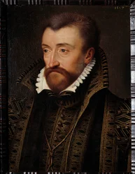 Portrett av Antoine de Bourbon, hertug av Vendome (1518-1562), far til kong Henry IV Maleri av skolen til Francois Clouet (1515-1572) 1560 Søn. 0,31x0,23 m Pau, slottsmuseum - Portrett av Antoine de Bourbon, hertugen av Vendome (1518-1562), far til