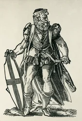 Ridder av Den tyske orden. Illustrasjon i «Cleri totius Romanae subiecti Ecclesiae» av François Modius og Jost Amman. Frankfurt. 1585. Frankrike. Île-de-France. Paris. Nasjonalbiblioteket