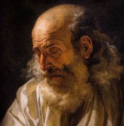 Gammel mann som leser, ca. 1772–1773 (olje på lerret)