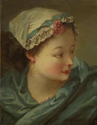 Hode av en ung kvinne, tidlig på 1730-tallet (olje på lerret)