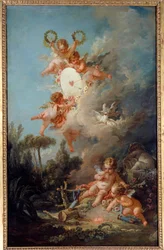Kjærlighetens mål Maleri av Francois Boucher (1703-1770) 1758 Søn. 2,58x1,67m Paris,