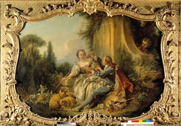 Pastor Gallant Scene Bucolic. Maleri av Francois Boucher (1703-1770). 1737-1738. Paris, Nasjonalarkivet