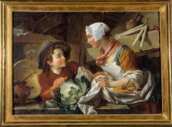Kokken og en ung mann Maleri av Francois Boucher (1703-1770) 1735. Musee de Sainte Adresse