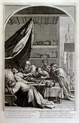 Gravering av Francois Chauveau 1680 'The life of St Bruno' grunnlegger av Chartreux-ordenen