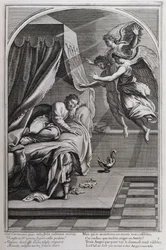 Illustrasjon fra 'Livet til St. Bruno, grunnleggeren av Chartreux-ordenen' Paris 1660. etter maleriene til Eustache Le Sueur og gravert av Fran Sois Chauveau ©UIG/Leemage