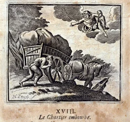 The Chartier plager. Fabler av Jean de La Fontaine (1621-95). Illustrasjon av Francois Chauveau (1613-1676). Utgave av 1728.